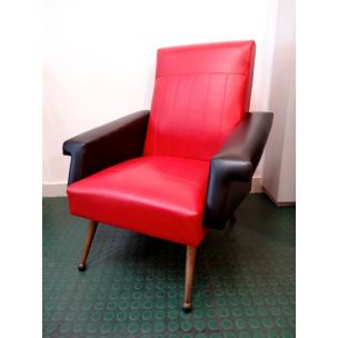 Vintage armchair red and black 1960s