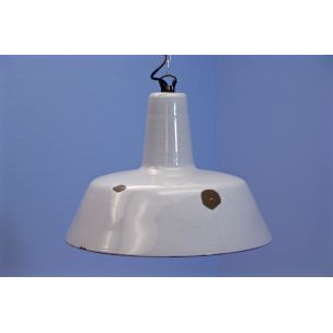 Vintage grey enamelled pendant lamp by Philips, Holland 1960