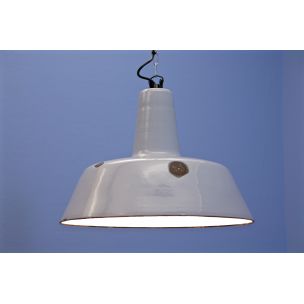 Vintage grijs geëmailleerde hanglamp van Philips, Holland 1960