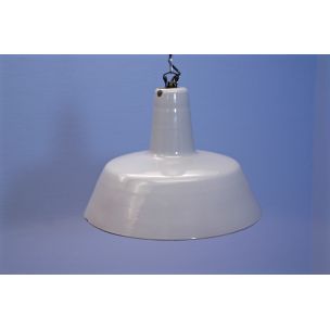 Vintage grijs geëmailleerde hanglamp van Philips, Holland 1960