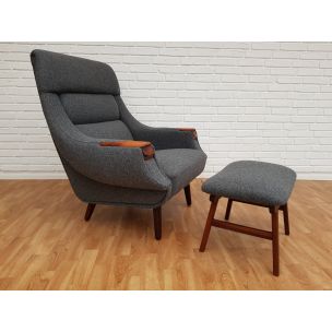 Vintage lounge chair & ottoman by Henry Walter Klein for Bramin, Danish 60s