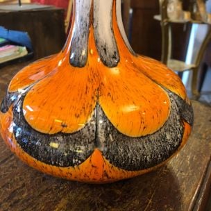 Vase vintage Opaline orange et gris