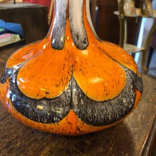 Vintage modern orange and grey Opaline vase