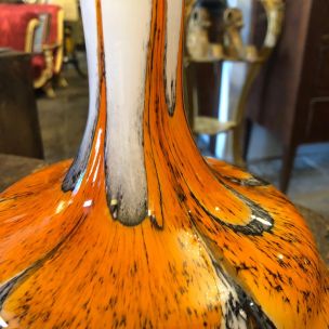 Vintage modern orange and grey Opaline vase