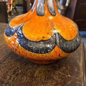 Vase vintage Opaline orange et gris