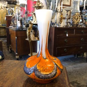 Vintage modern orange and grey Opaline vase