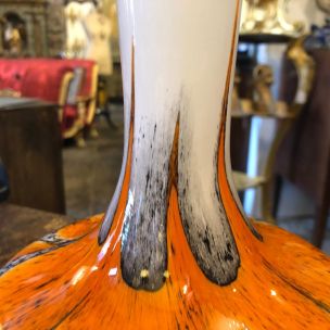 Vintage modern orange and grey Opaline vase