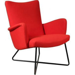 Rode vintage fauteuil Grete Jalk