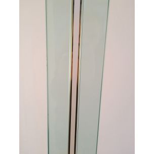 Lampadaire vintage en verre, laiton et métal laqué, 1970