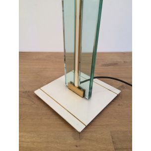 Vintage floor lamp in glass, brass and lacquered metal, 1970