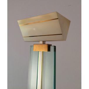 Lampadaire vintage en verre, laiton et métal laqué, 1970
