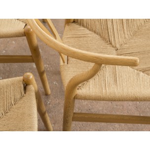 Set of 6 wishbone chairs in oak, Hans WEGNER - 1950s