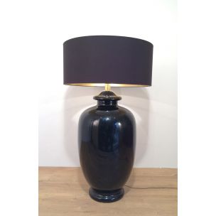 Vintage black glazed ceramic lamp, 1960