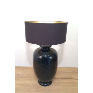 Vintage black glazed ceramic lamp, 1960