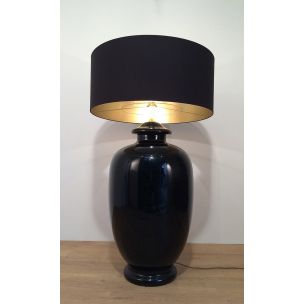 Vintage black glazed ceramic lamp, 1960