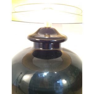 Vintage black glazed ceramic lamp, 1960