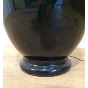 Vintage black glazed ceramic lamp, 1960