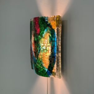 Vintage glass wall lamp by van Tetterode Glass Studio