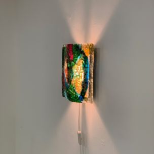 Lampada da parete in vetro vintage di van Tetterode Glass Studio