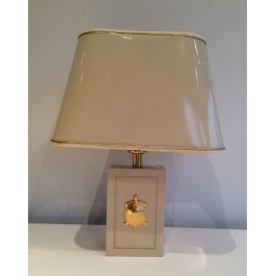 Coppia di lampade vintage con decorazione a tartaruga dorata, 1970