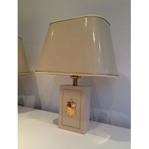 Pair of vintage lamps with golden turtles, 1970