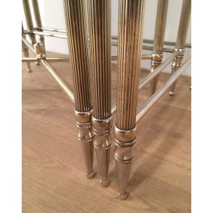 Set of 3 vintage nesting tables nickel-plated 1960s 