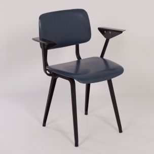 Vintage armchair Revolt dark blue by Friso Kramer for Ahrend de Circel, 1950s