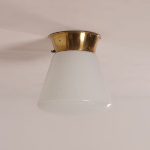 Vintage Ceiling Lamp Conical Glass Shade, 1930s