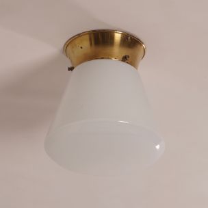 Vintage Ceiling Lamp Conical Glass Shade, 1930s
