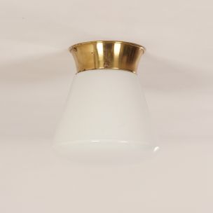 Vintage Ceiling Lamp Conical Glass Shade, 1930s