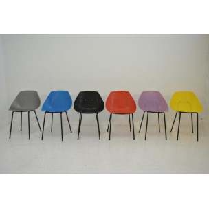 Set of 6 Coquillage chairs in plastic and metal - 1960s