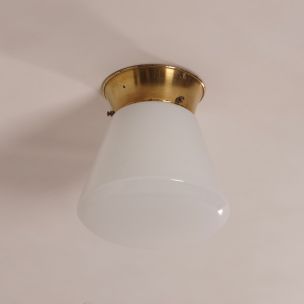 Vintage Ceiling Lamp Conical Glass Shade, 1930s