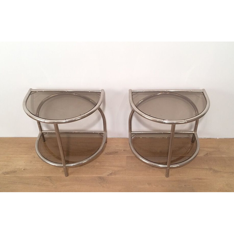 Pair of vintage rounded sofa ends, 1970
