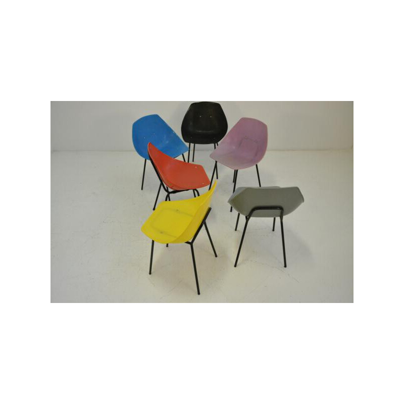 Ensemble de 6 chaises Coquillage, Pierre GUARICHE - 1960