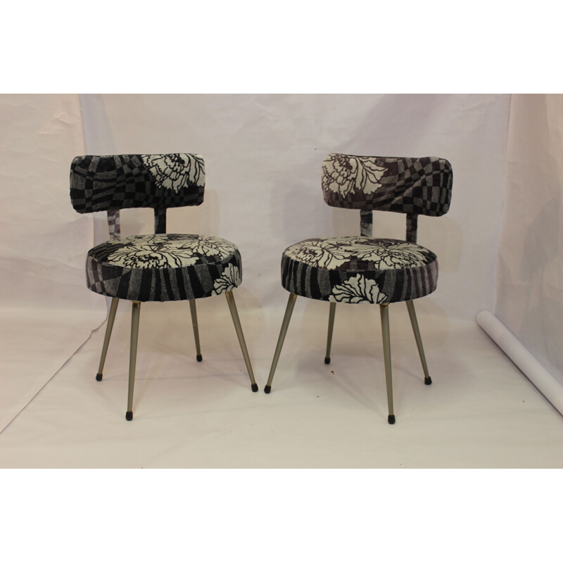 Pair of french Pelfran chairs in fabric 1960