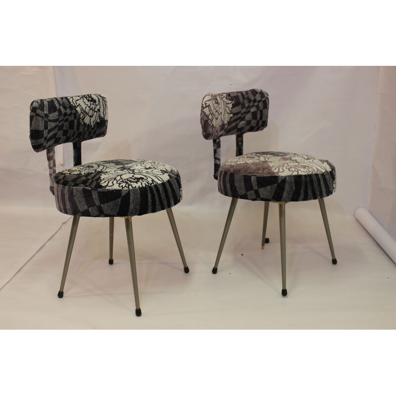 Pair of french Pelfran chairs in fabric 1960