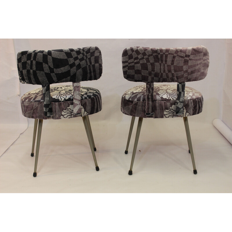 Pair of french Pelfran chairs in fabric 1960