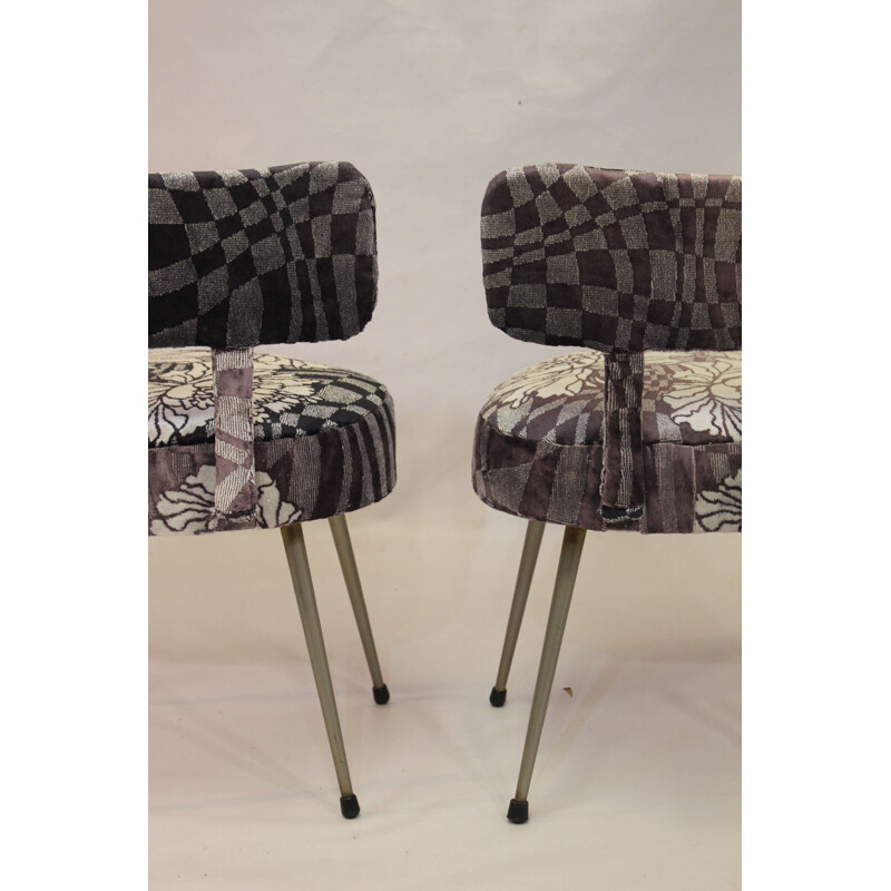 Pair of french Pelfran chairs in fabric 1960