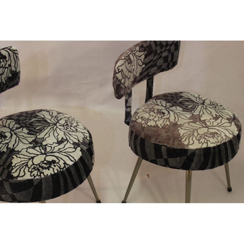 Pair of french Pelfran chairs in fabric 1960