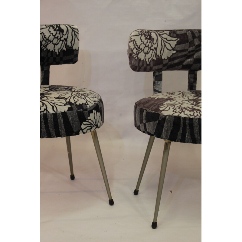 Pair of french Pelfran chairs in fabric 1960