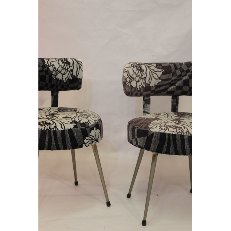 Pair of french Pelfran chairs in fabric 1960