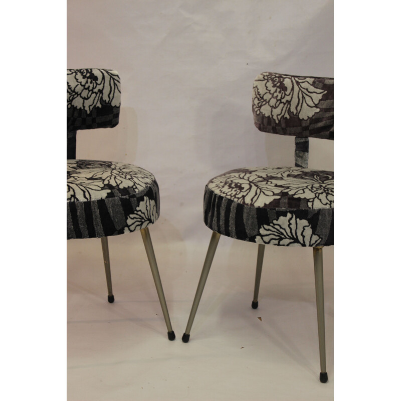 Pair of french Pelfran chairs in fabric 1960