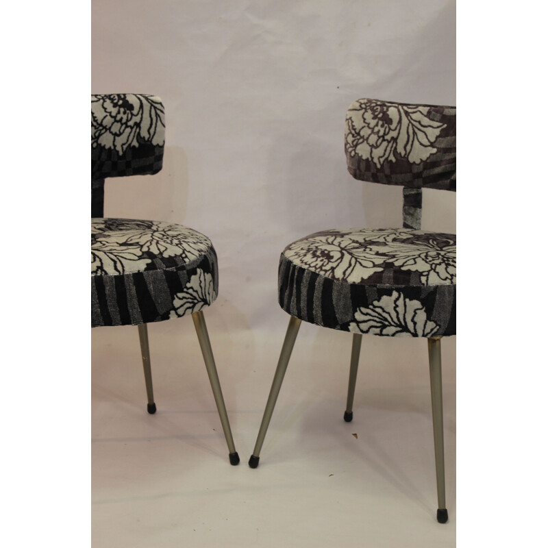Paire de chaises vintage françaises Pelfran en tissu 1960