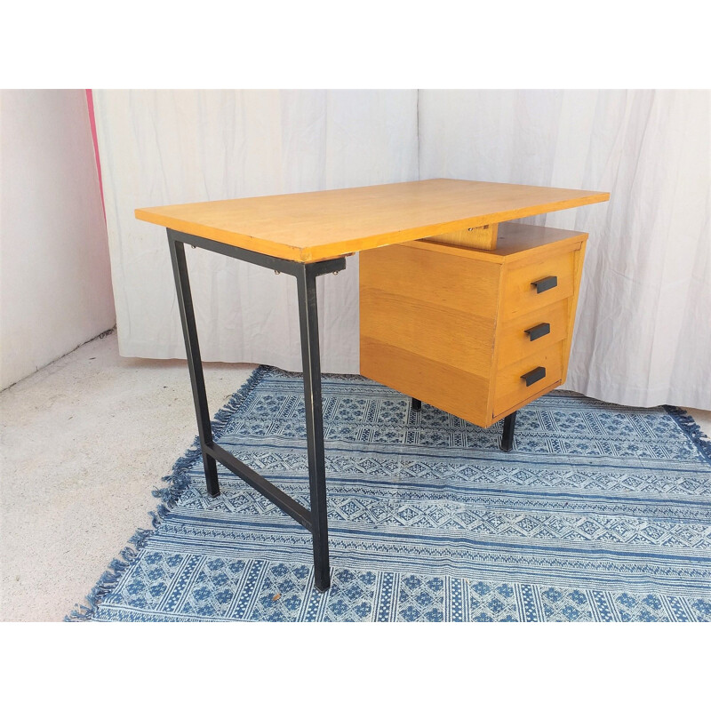 Vintage CM 172 desk for Thonet in oakwood and metal 1950