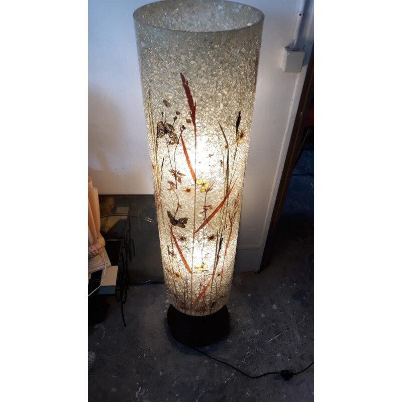 French vintage floorlamp in resin and beige ceramics 1970