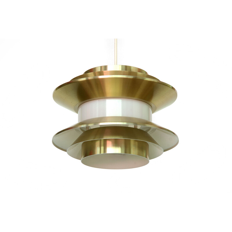 Vintage Trava pendant for Granhaga in golden aluminium and plastic 1970s