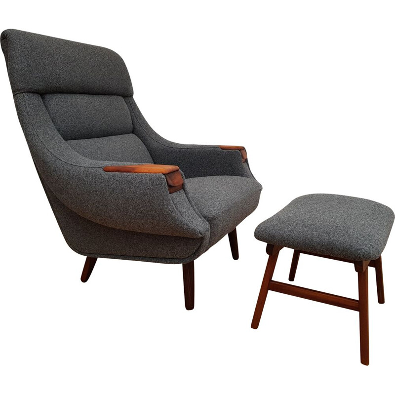 Fauteuil lounge & ottoman vintage par Henry Walter Klein pour Bramin, Danois années 60