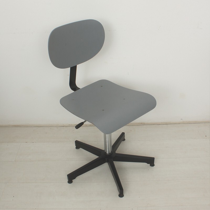 Industrial wooden and metal desk chair - 1970s