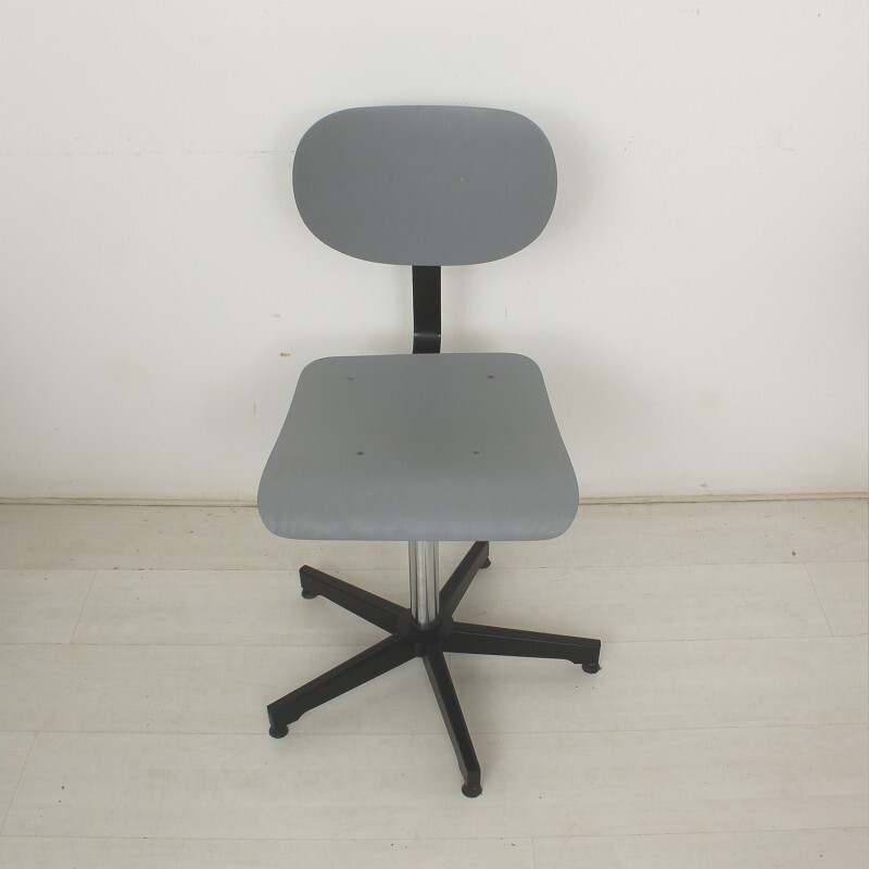 Industrial wooden and metal desk chair - 1970s