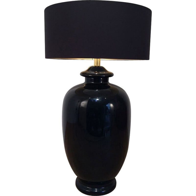Vintage zwart geglazuurde keramische lamp, 1960